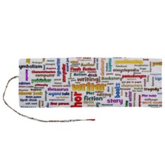 Writing Author Motivation Words Roll Up Canvas Pencil Holder (m) by Sarkoni