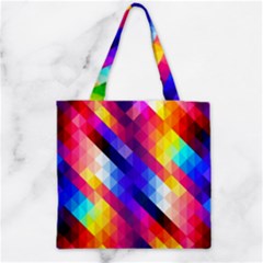 Abstract Background Colorful Pattern Zipper Grocery Tote Bag by Sarkoni