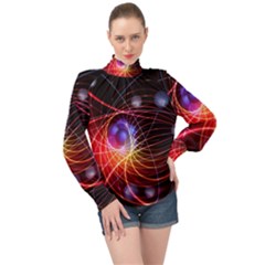 Physics Quantum Physics Particles High Neck Long Sleeve Chiffon Top by Sarkoni