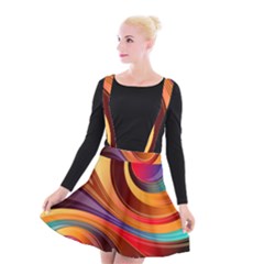 Abstract Colorful Background Wavy Suspender Skater Skirt by Sarkoni
