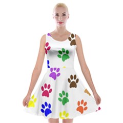 Pawprints Paw Prints Paw Animal Velvet Skater Dress by Apen