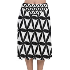 Pattern Floral Repeating Velvet Flared Midi Skirt by Apen