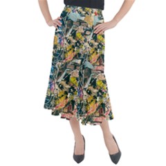 Art Graffiti Abstract Vintage Lines Midi Mermaid Skirt by Amaryn4rt