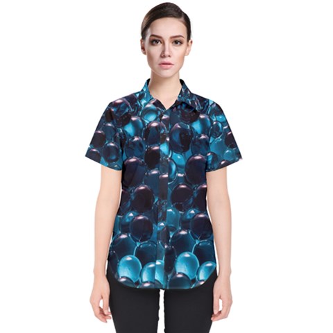 Blue Abstract Balls Spheres Women s Short Sleeve Shirt by Amaryn4rt