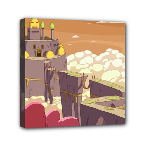 Animated Castle Illustration Adventure Time Cartoon Nature Mini Canvas 6  X 6  (stretched) by Sarkoni
