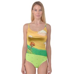 Green Field Illustration Adventure Time Multi Colored Camisole Leotard  by Sarkoni