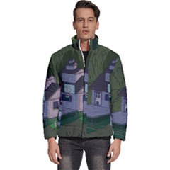 Purple House Cartoon Character Adventure Time Architecture Men s Puffer Bubble Jacket Coat by Sarkoni