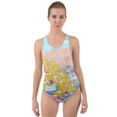 Pillows And Vegetable Field Illustration Adventure Time Cartoon Cut-out Back One Piece Swimsuit by Sarkoni