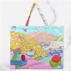 Pillows And Vegetable Field Illustration Adventure Time Cartoon Zipper Large Tote Bag by Sarkoni