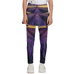 Bed Of Purple Petaled Flowers Photography Landscape Nature Kids  Skirted Pants by Sarkoni