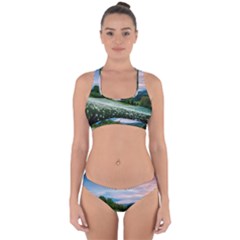 Field Of White Petaled Flowers Nature Landscape Cross Back Hipster Bikini Set by Sarkoni