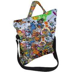 Cartoon Characters Tv Show  Adventure Time Multi Colored Fold Over Handle Tote Bag by Sarkoni