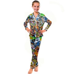 Cartoon Characters Tv Show  Adventure Time Multi Colored Kids  Satin Long Sleeve Pajamas Set by Sarkoni