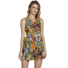Cartoon Characters Tv Show  Adventure Time Multi Colored Sleeveless High Waist Mini Dress by Sarkoni
