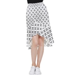 Star Curved Pattern Monochrome Frill Hi Low Chiffon Skirt by Pakjumat