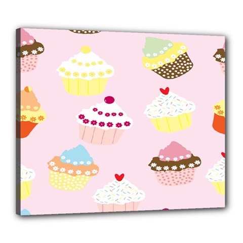 Cupcakes Wallpaper Paper Background Canvas 24  X 20  (stretched) by Apen