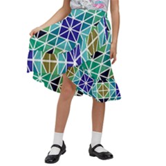 Mosaic Triangle Symmetry Kids  Ruffle Flared Wrap Midi Skirt by Apen