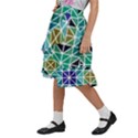 Mosaic Triangle Symmetry Kids  Ruffle Flared Wrap Midi Skirt View2