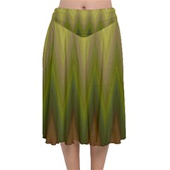 Zig Zag Chevron Classic Pattern Velvet Flared Midi Skirt by Apen