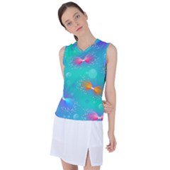Non Seamless Pattern Blues Bright Women s Sleeveless Sports Top by Dutashop