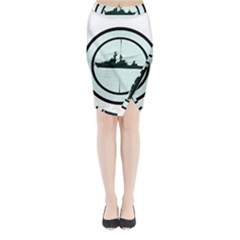 Ship Target Destroyer Warship Midi Wrap Pencil Skirt by Pakjumat