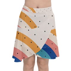 Retro Abstract Geometric Chiffon Wrap Front Skirt by Modalart