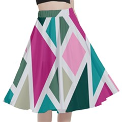 Pattern Geometric Decor Backdrop A-line Full Circle Midi Skirt With Pocket by Modalart
