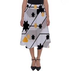 Flower Shape Abstract Pattern Perfect Length Midi Skirt by Modalart