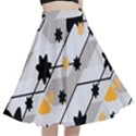 Flower Shape Abstract Pattern A-Line Full Circle Midi Skirt With Pocket View1