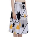 Flower Shape Abstract Pattern A-Line Full Circle Midi Skirt With Pocket View3