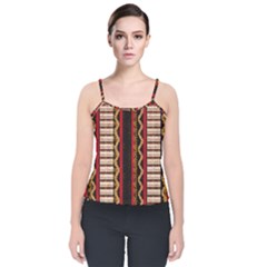Textile Pattern Abstract Fabric Velvet Spaghetti Strap Top by Modalart