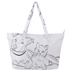 Dog Cat Domestic Animal Silhouette Full Print Shoulder Bag by Modalart