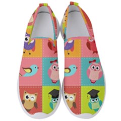Owls Pattern Abstract Art Desenho Vector Cartoon Men s Slip On Sneakers by Bedest