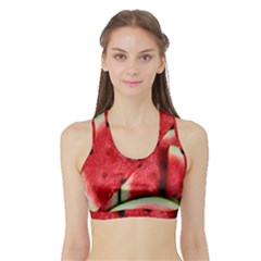 Watermelon Fruit Green Red Sports Bra With Border by Bedest