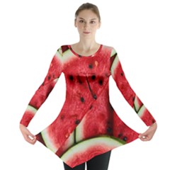 Watermelon Fruit Green Red Long Sleeve Tunic  by Bedest