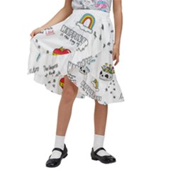 Abstract Fashion Background Suitable Fabric Printing Kids  Ruffle Flared Wrap Midi Skirt by Ndabl3x