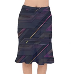 Gradient Geometric Shapes Dark Background Short Mermaid Skirt by Ndabl3x