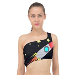 Planet Rocket Space Stars Spliced Up Bikini Top  by Ravend