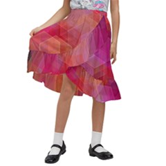 Abstract Background Texture Pattern Kids  Ruffle Flared Wrap Midi Skirt by Ravend