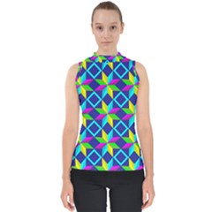 Pattern Star Abstract Background Mock Neck Shell Top by Ravend