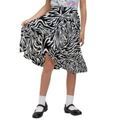 Flames Fire Pattern Digital Art Kids  Ruffle Flared Wrap Midi Skirt by Ravend