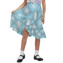White Light Blue Gray Tile Kids  Ruffle Flared Wrap Midi Skirt View1