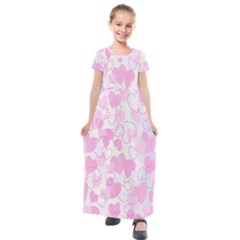 Valentine Background Hearts Bokeh Kids  Short Sleeve Maxi Dress by Ravend
