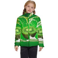 Kiwi Fruit Vitamins Healthy Cut Kids  Puffer Bubble Jacket Coat by Amaryn4rt