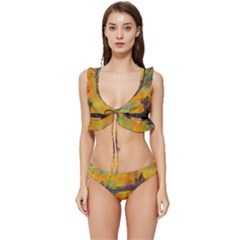 London Tower Abstract Bridge Low Cut Ruffle Edge Bikini Set by Amaryn4rt