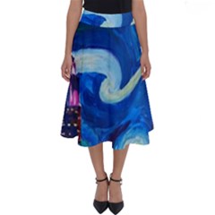 Starry Night In New York Van Gogh Manhattan Chrysler Building And Empire State Building Perfect Length Midi Skirt by Modalart