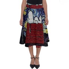 Cartoon Dog House Van Gogh Perfect Length Midi Skirt by Modalart