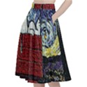 Cartoon Dog House Van Gogh A-Line Full Circle Midi Skirt With Pocket View2