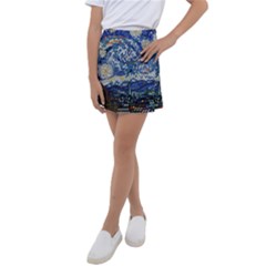Mosaic Art Vincent Van Gogh Starry Night Kids  Tennis Skirt by Modalart