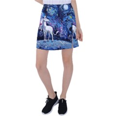 Unicorn Starry Night Print Van Gogh Tennis Skirt by Modalart